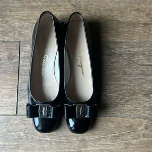 Ferragamo black patent flats size 6
